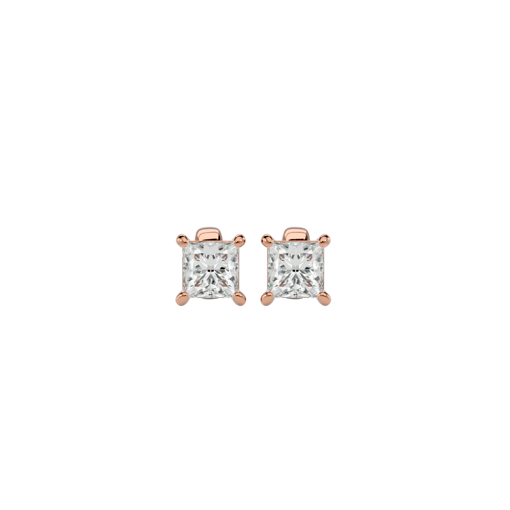 7/8 ctw Princess-Cut Lab Grown Diamond Solitaire Stud Earrings