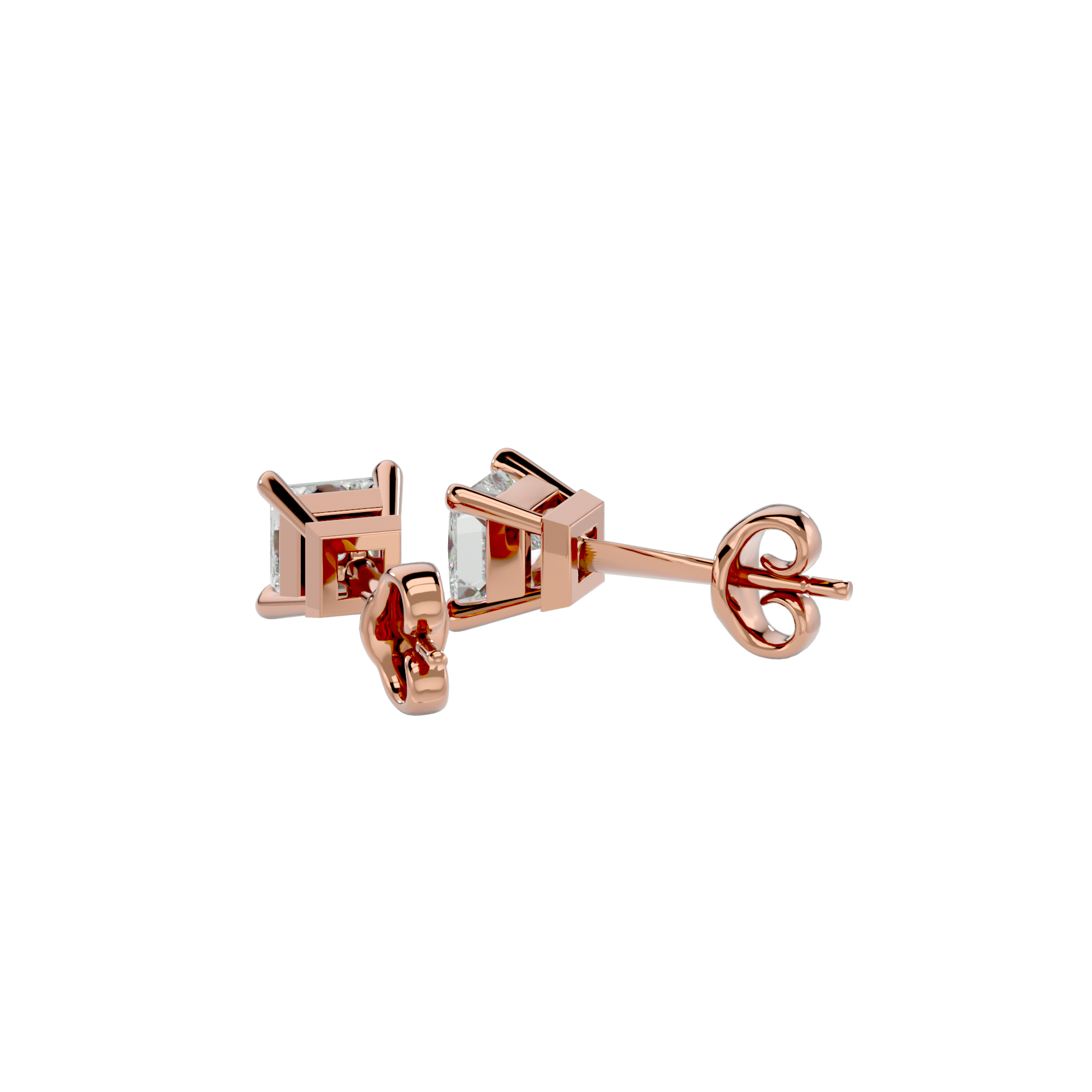 7/8 ctw Princess-Cut Lab Grown Diamond Solitaire Stud Earrings