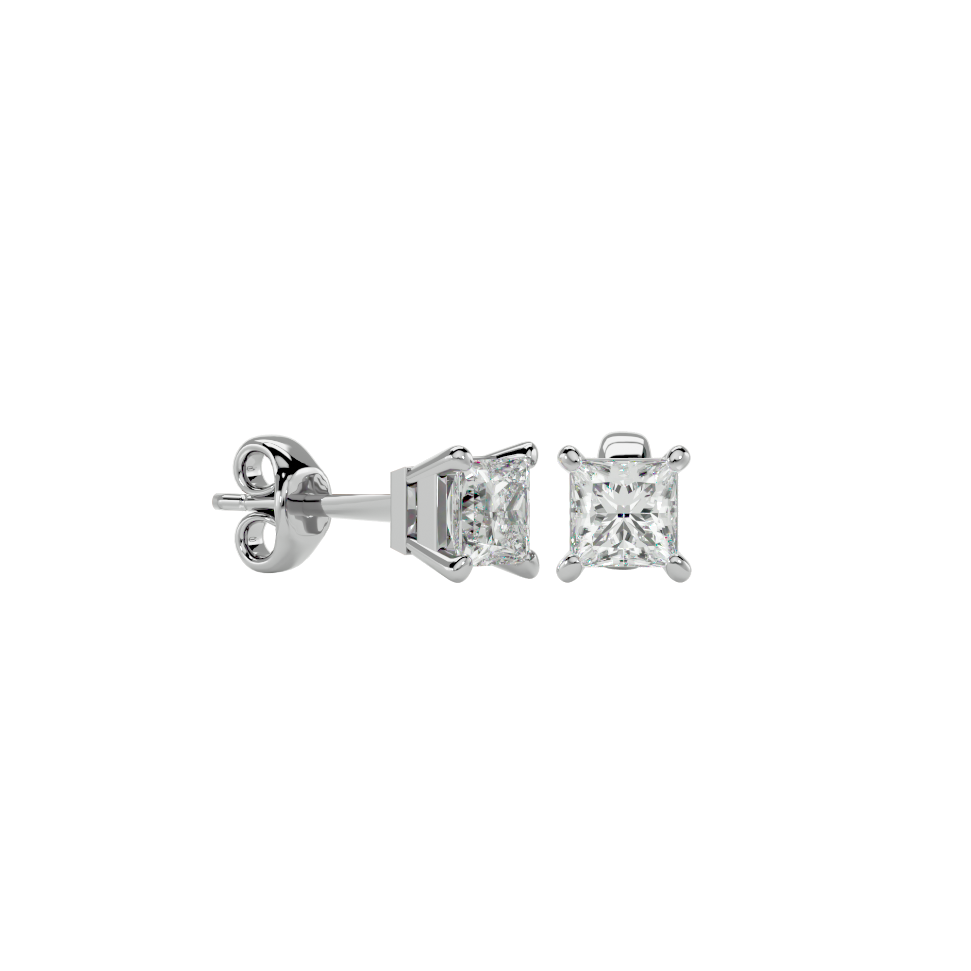 7/8 ctw Princess-Cut Lab Grown Diamond Solitaire Stud Earrings