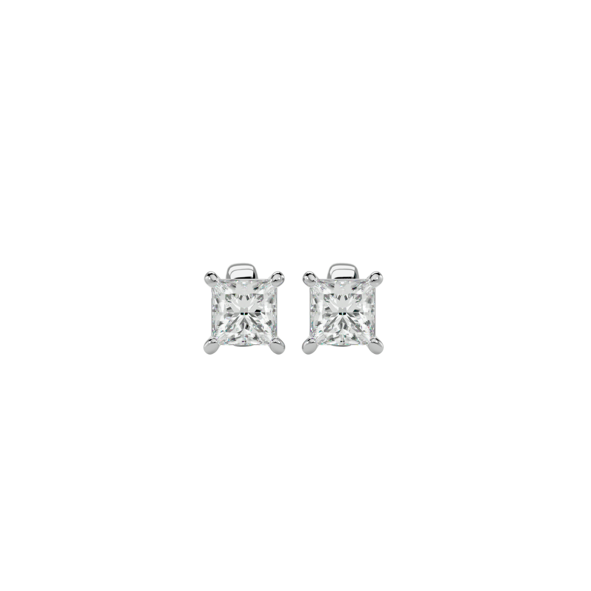 7/8 ctw Princess-Cut Lab Grown Diamond Solitaire Stud Earrings