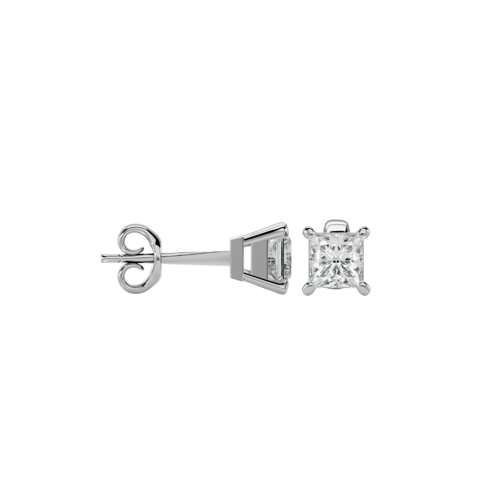 7/8 ctw Princess-Cut Lab Grown Diamond Solitaire Stud Earrings