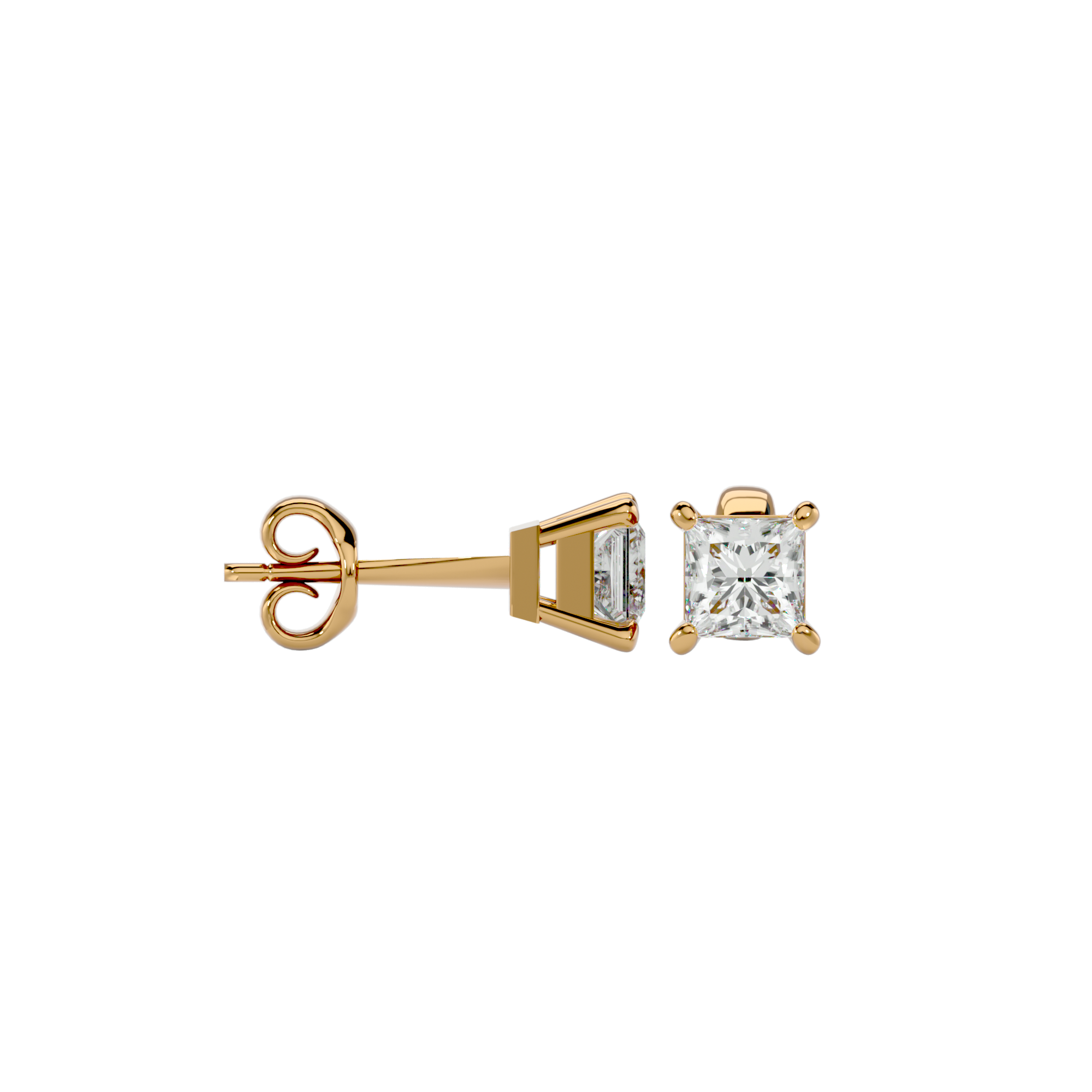 7/8 ctw Princess-Cut Lab Grown Diamond Solitaire Stud Earrings