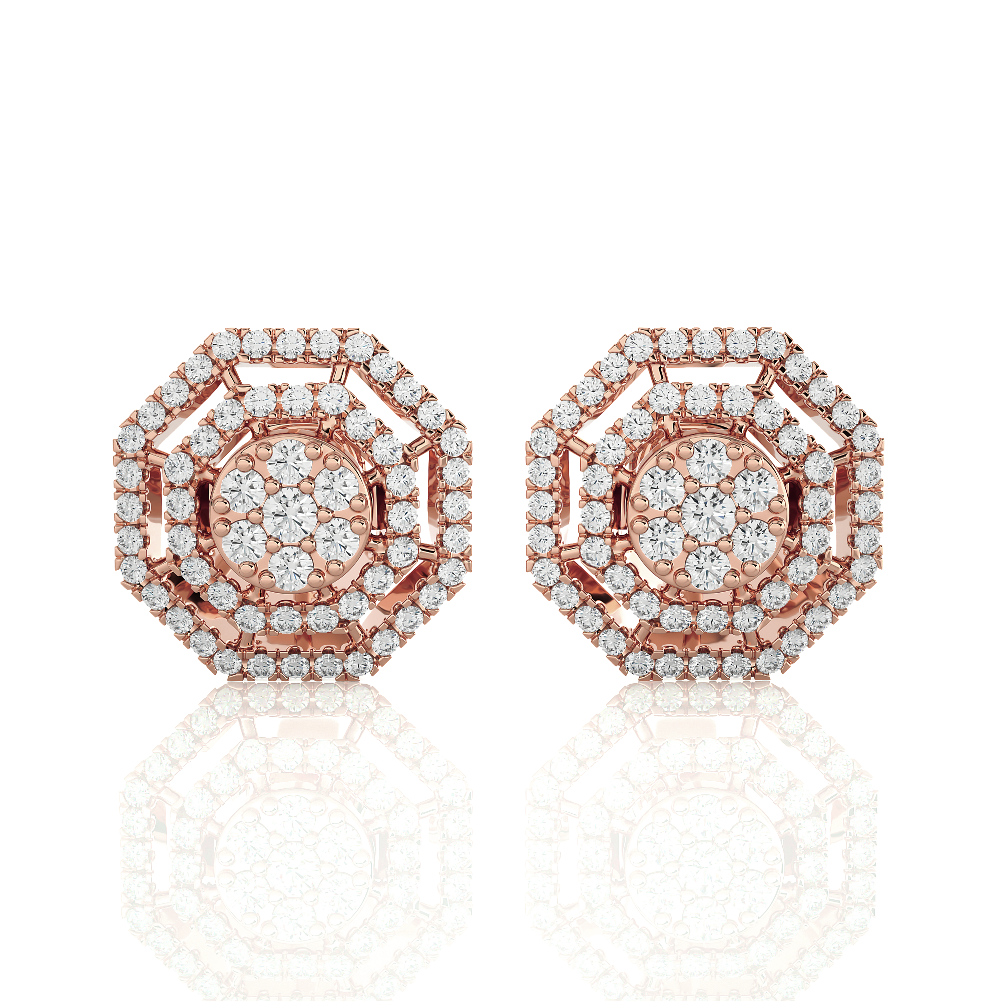 Round Lab Grown Diamond Halo Stud Earrings