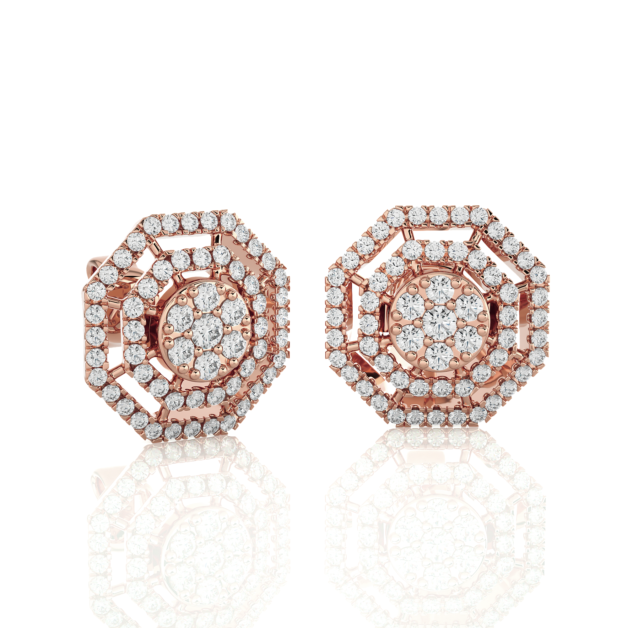 Round Lab Grown Diamond Halo Stud Earrings