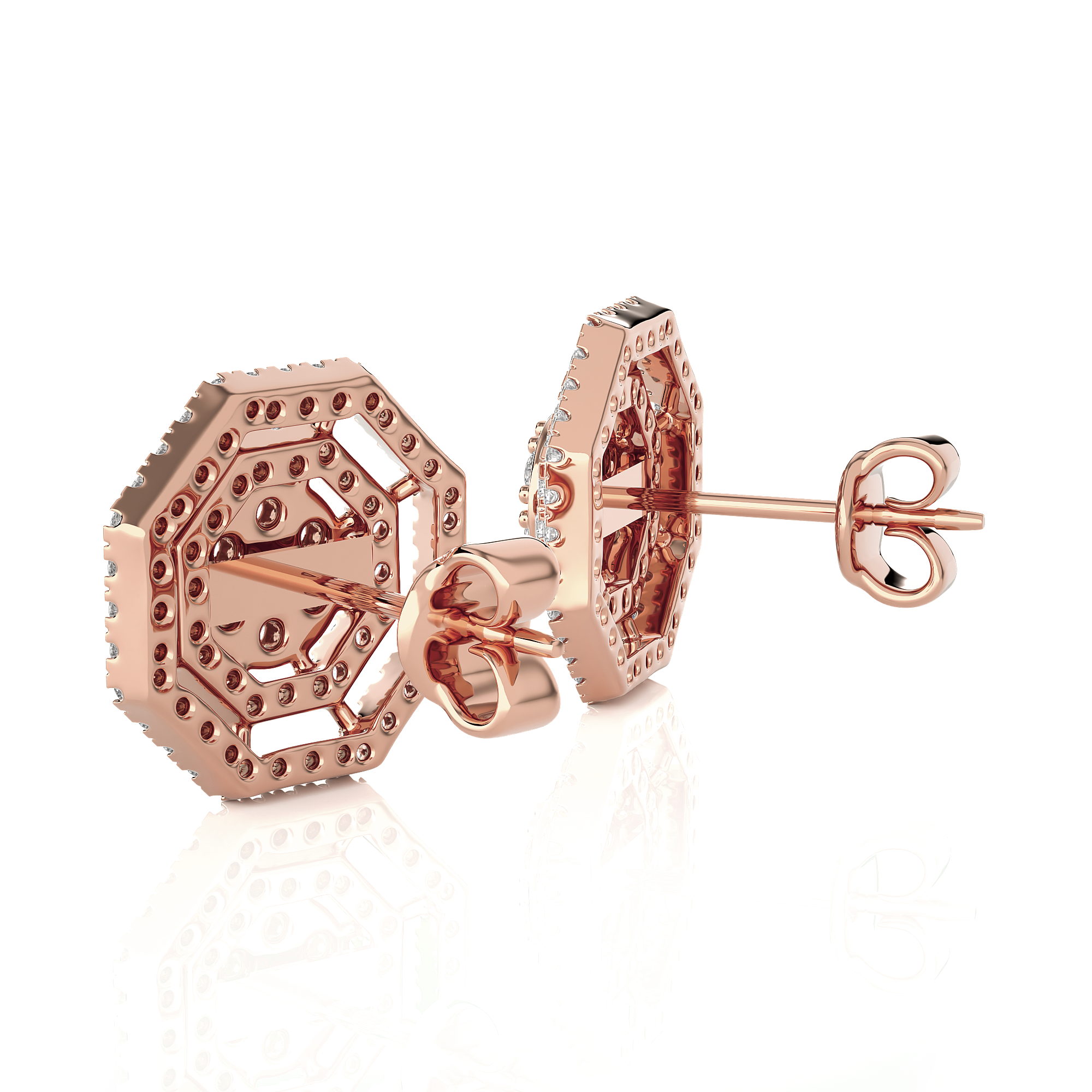 Round Lab Grown Diamond Halo Stud Earrings