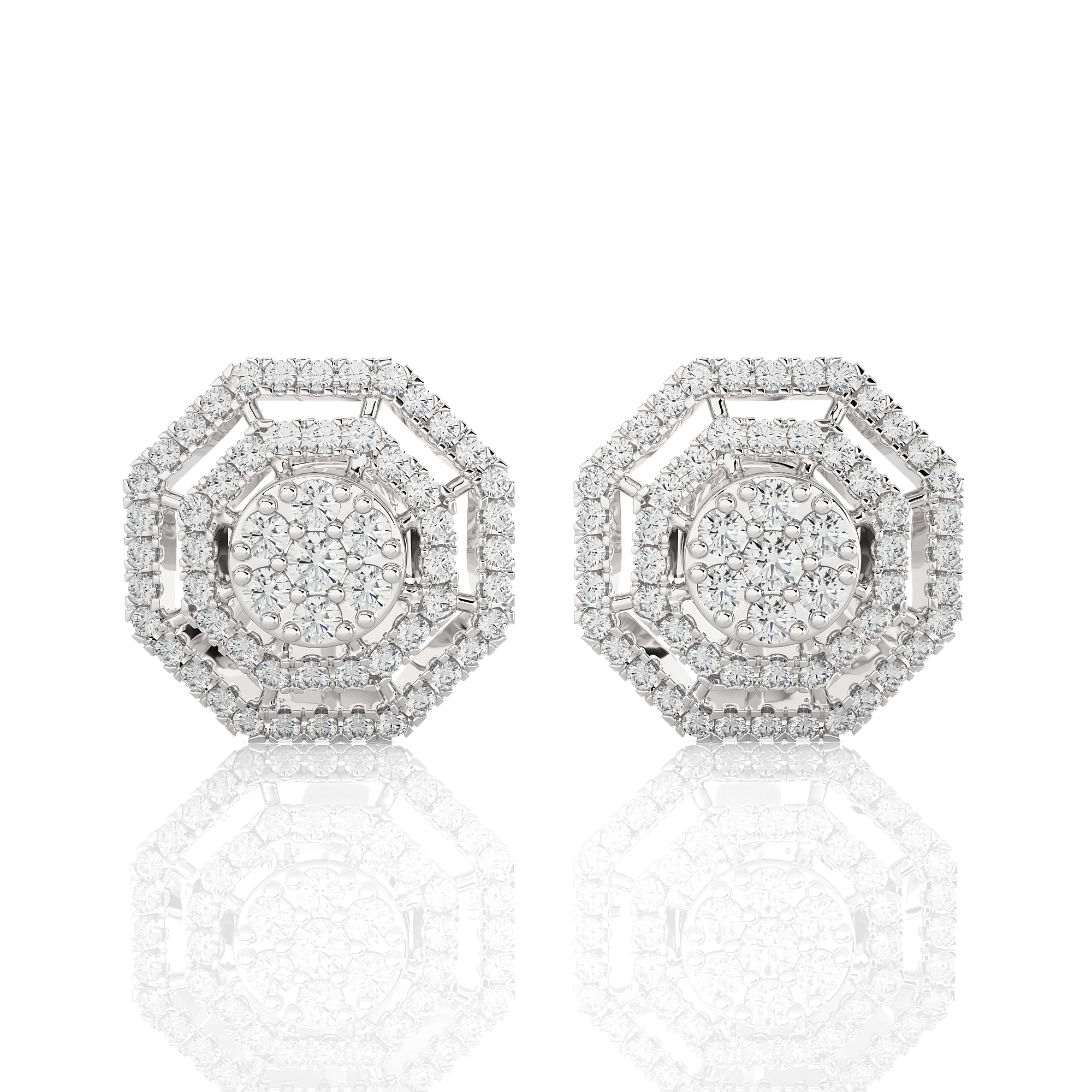 Round Lab Grown Diamond Halo Stud Earrings
