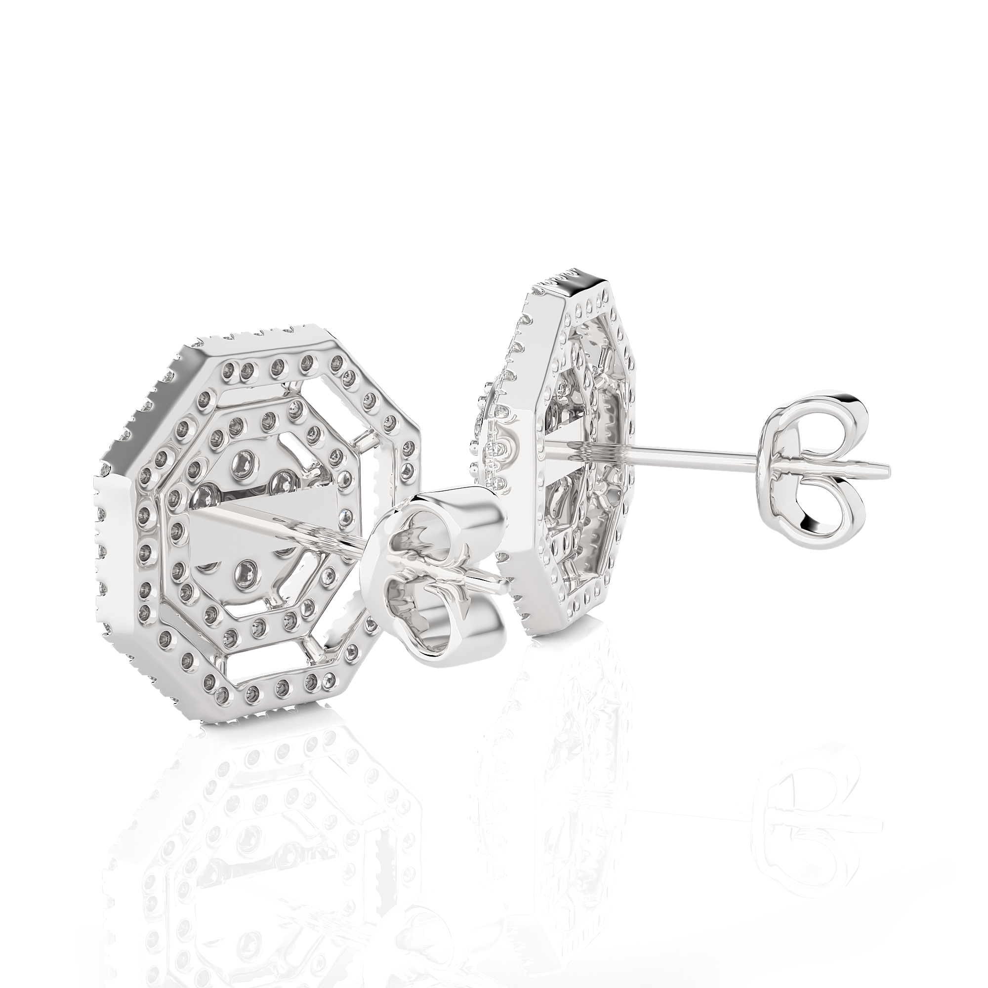Round Lab Grown Diamond Halo Stud Earrings