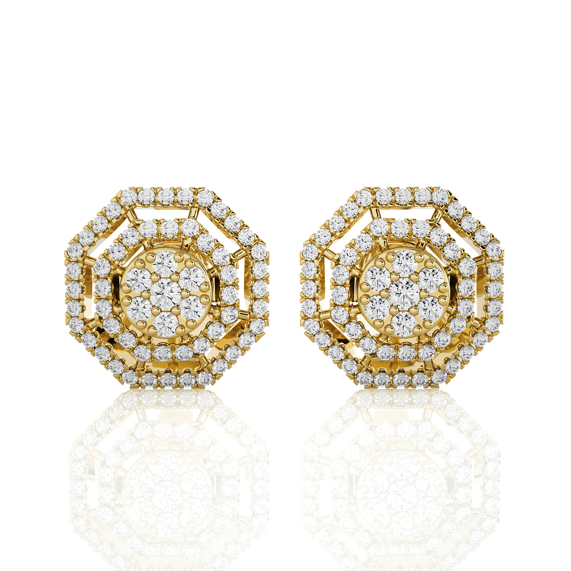 Round Lab Grown Diamond Halo Stud Earrings