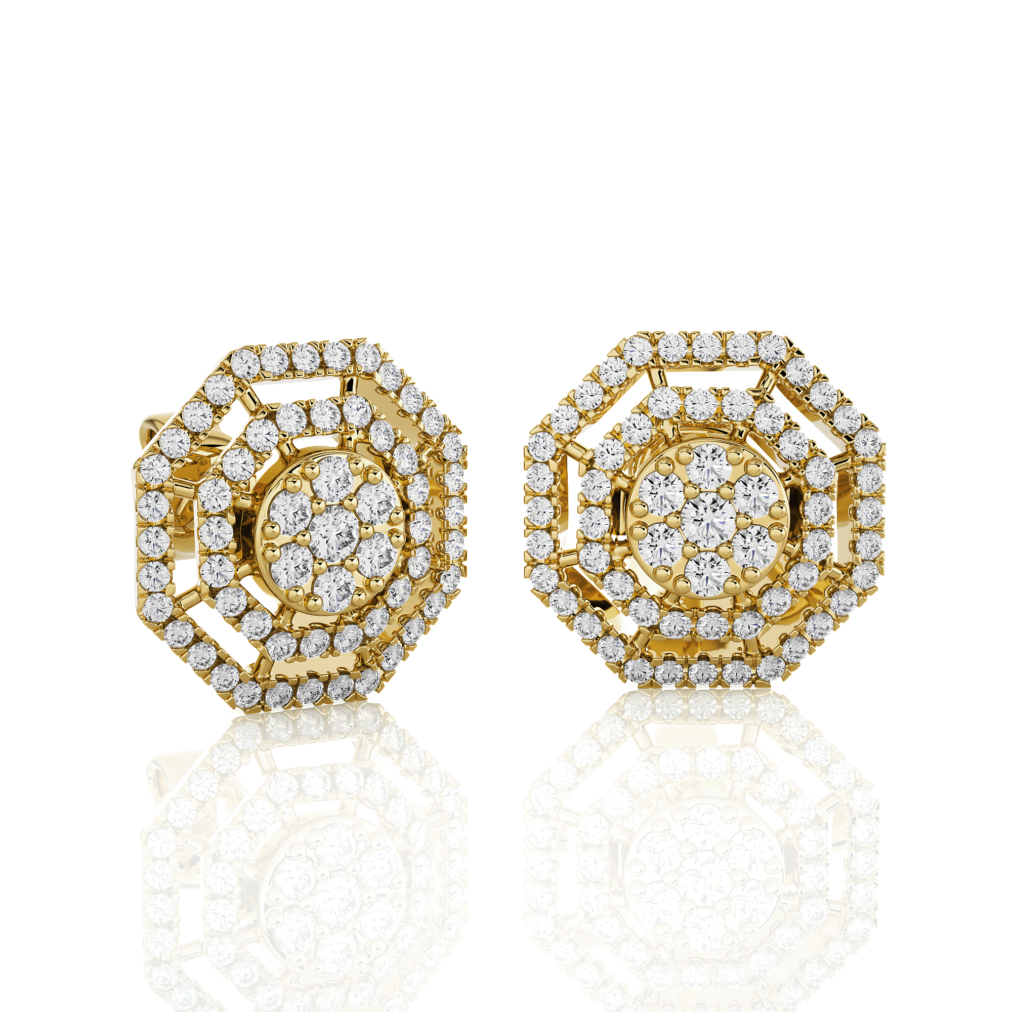 Round Lab Grown Diamond Halo Stud Earrings