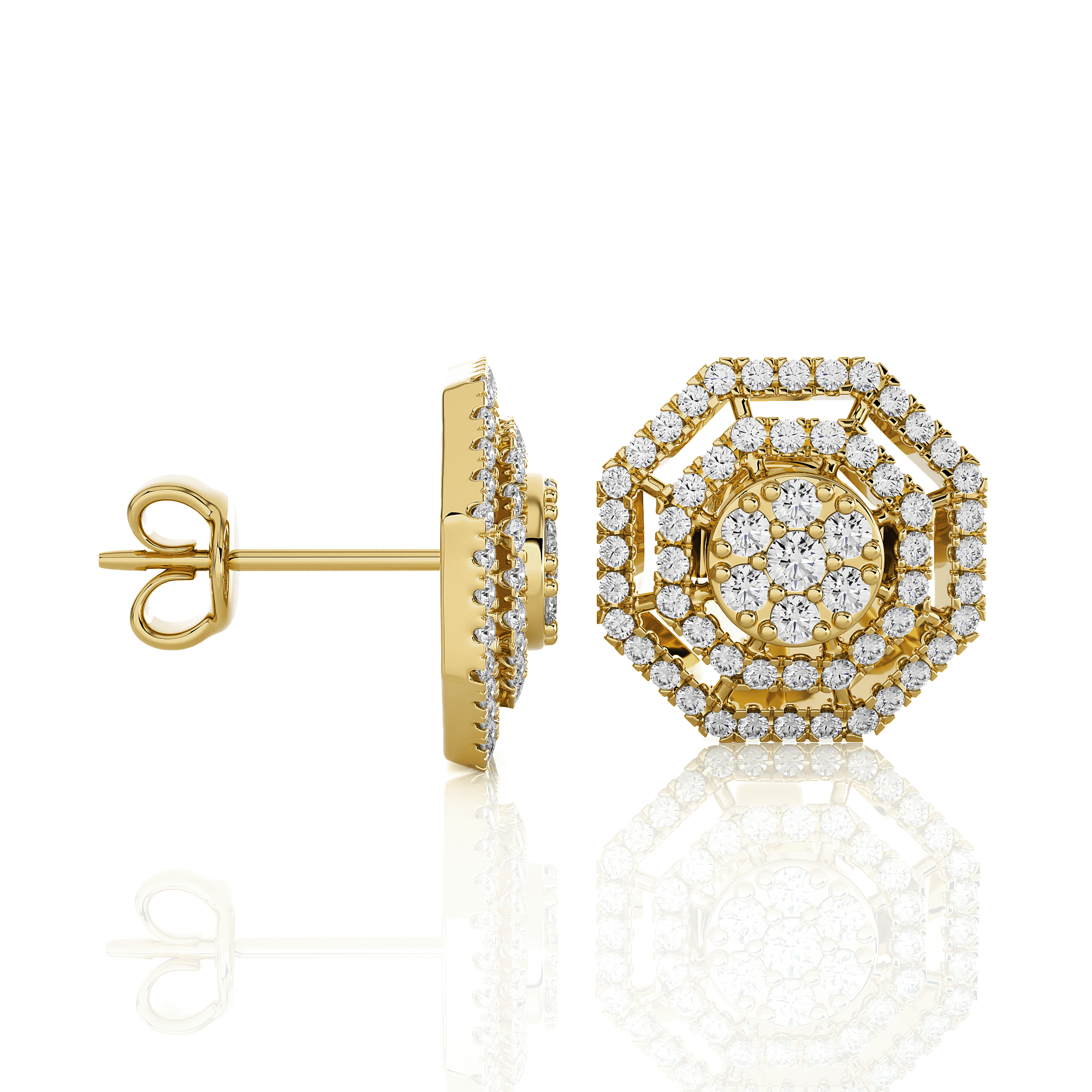 Round Lab Grown Diamond Halo Stud Earrings