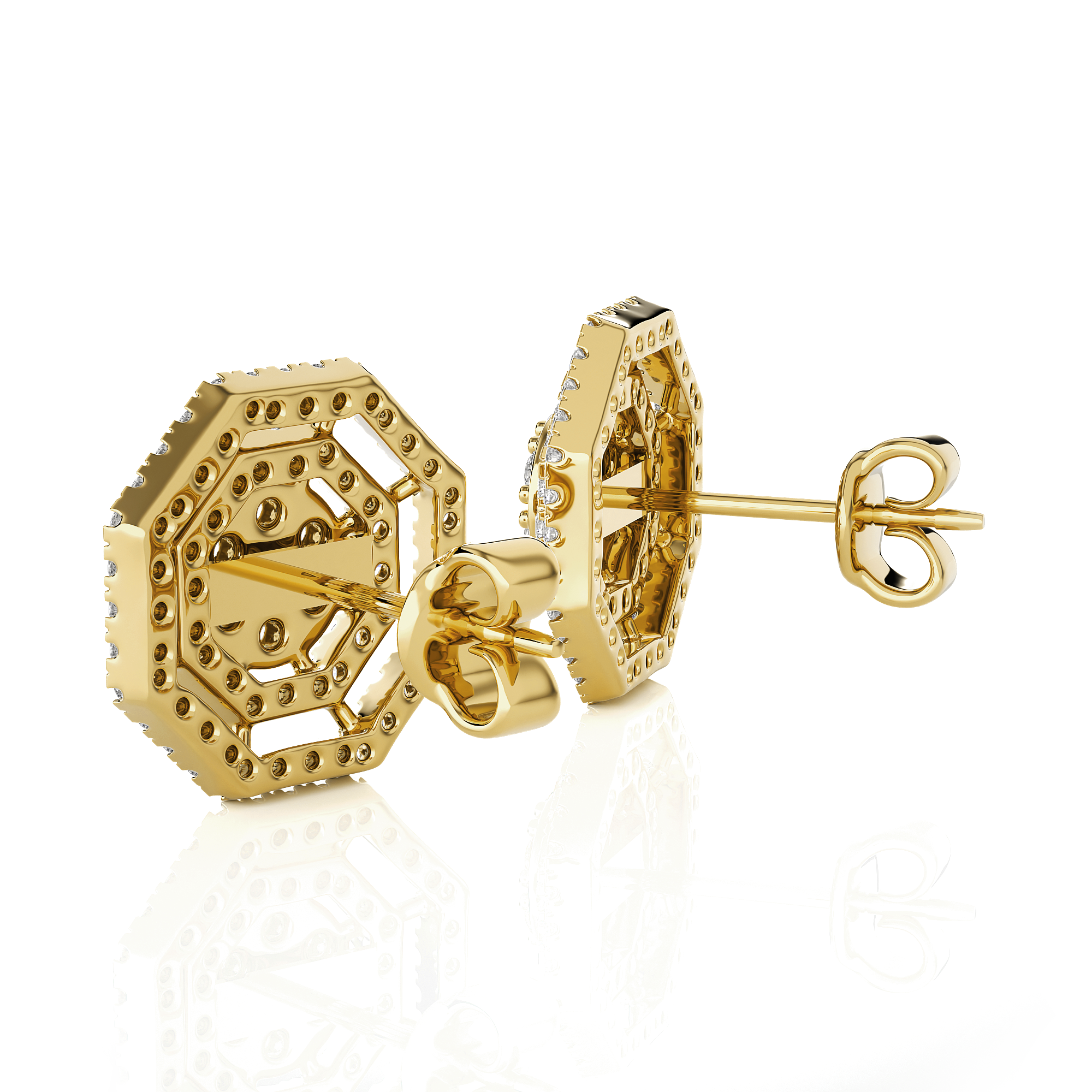 Round Lab Grown Diamond Halo Stud Earrings