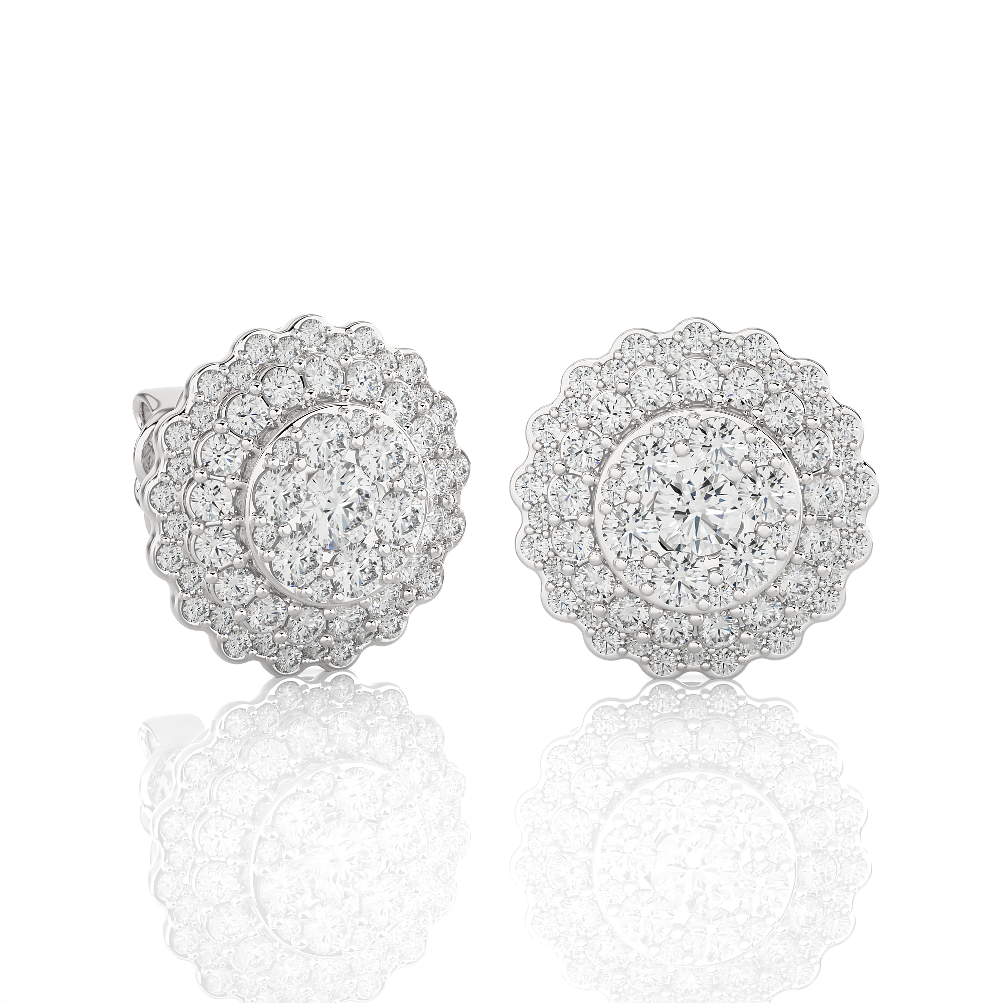 Round Lab Grown Diamond Halo Stud Earrings