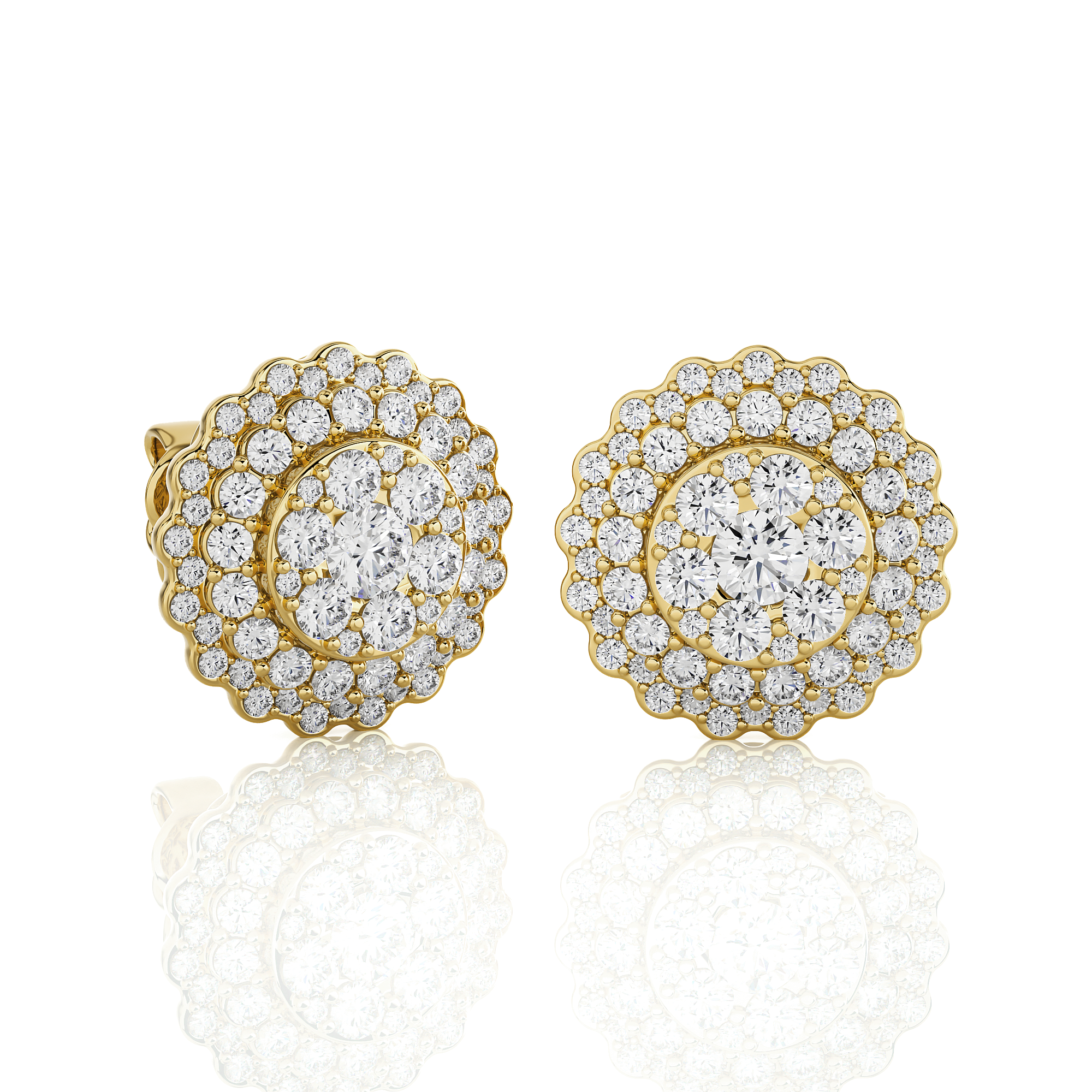 Round Lab Grown Diamond Halo Stud Earrings