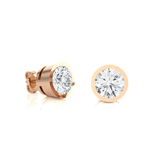 Round Lab Grown Diamond Bezel Set Solitaire Stud Earrings