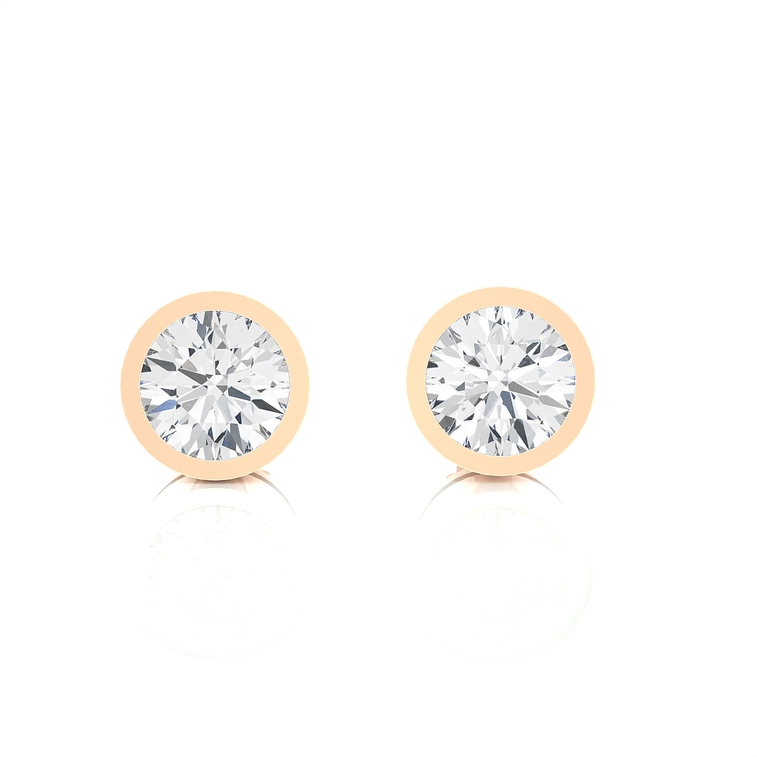 Round Lab Grown Diamond Bezel Set Solitaire Stud Earrings
