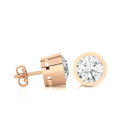 Round Lab Grown Diamond Bezel Set Solitaire Stud Earrings