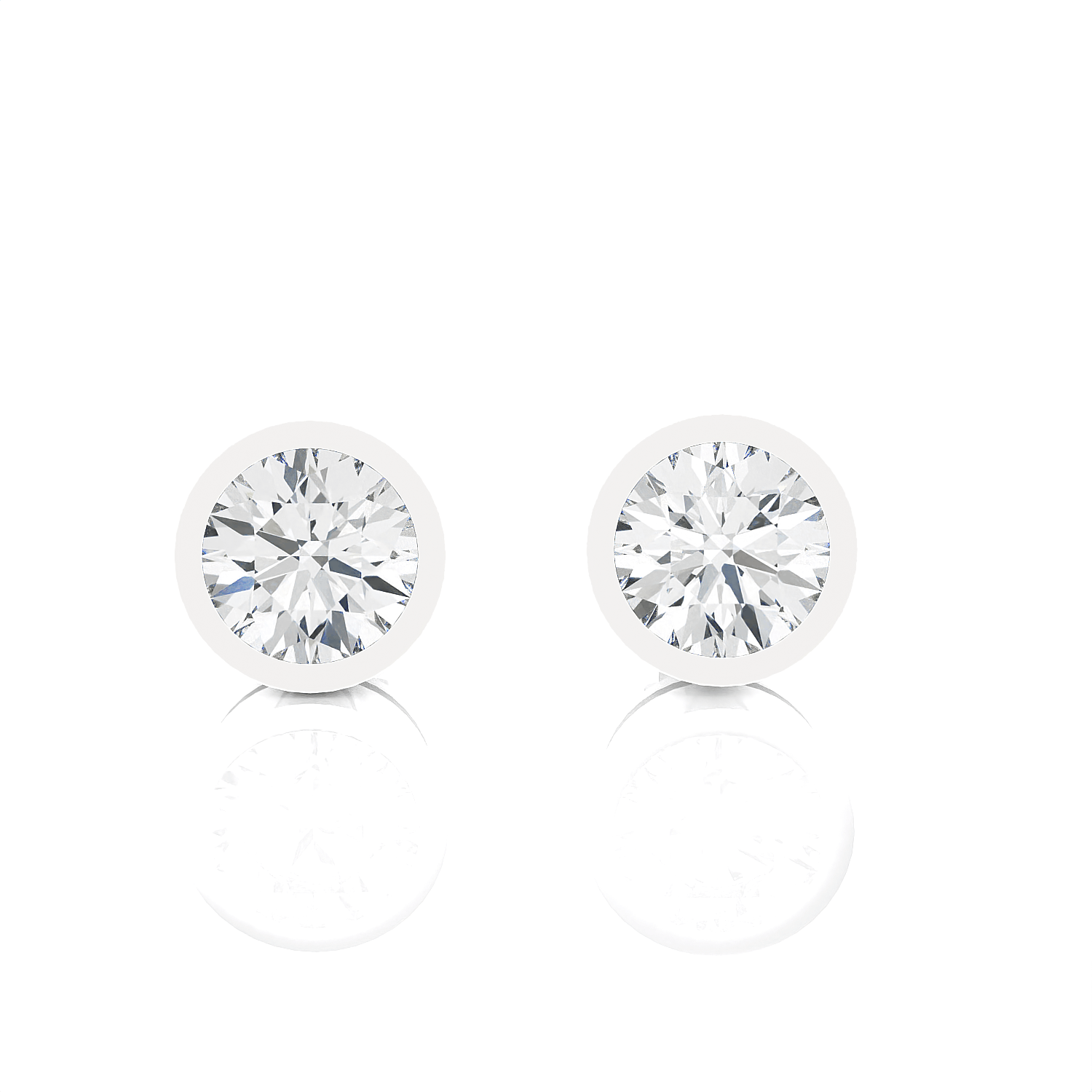 Round Lab Grown Diamond Bezel Set Solitaire Stud Earrings