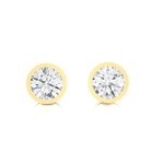 Round Lab Grown Diamond Bezel Set Solitaire Stud Earrings