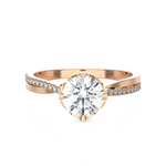 Round Lab Grown Diamond Side Stone Engagement Ring