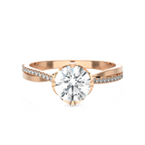 Round Lab Grown Diamond Side Stone Engagement Ring