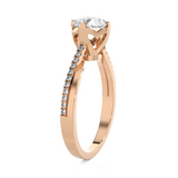 Round Lab Grown Diamond Side Stone Engagement Ring