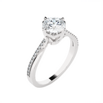 Round Lab Grown Diamond Side Stone Engagement Ring
