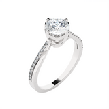 Round Lab Grown Diamond Side Stone Engagement Ring