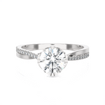 Round Lab Grown Diamond Side Stone Engagement Ring