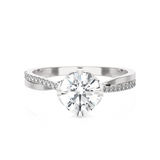 Round Lab Grown Diamond Side Stone Engagement Ring