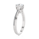 Round Lab Grown Diamond Side Stone Engagement Ring