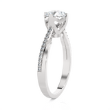 Round Lab Grown Diamond Side Stone Engagement Ring
