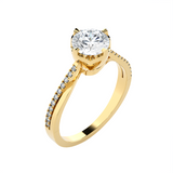Round Lab Grown Diamond Side Stone Engagement Ring