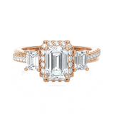 Emerald-Cut With Tapered Baguette Three Stone Lab Grown Diamond Ring