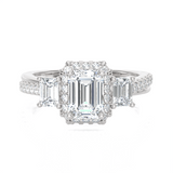 Emerald-Cut With Tapered Baguette Three Stone Lab Grown Diamond Ring