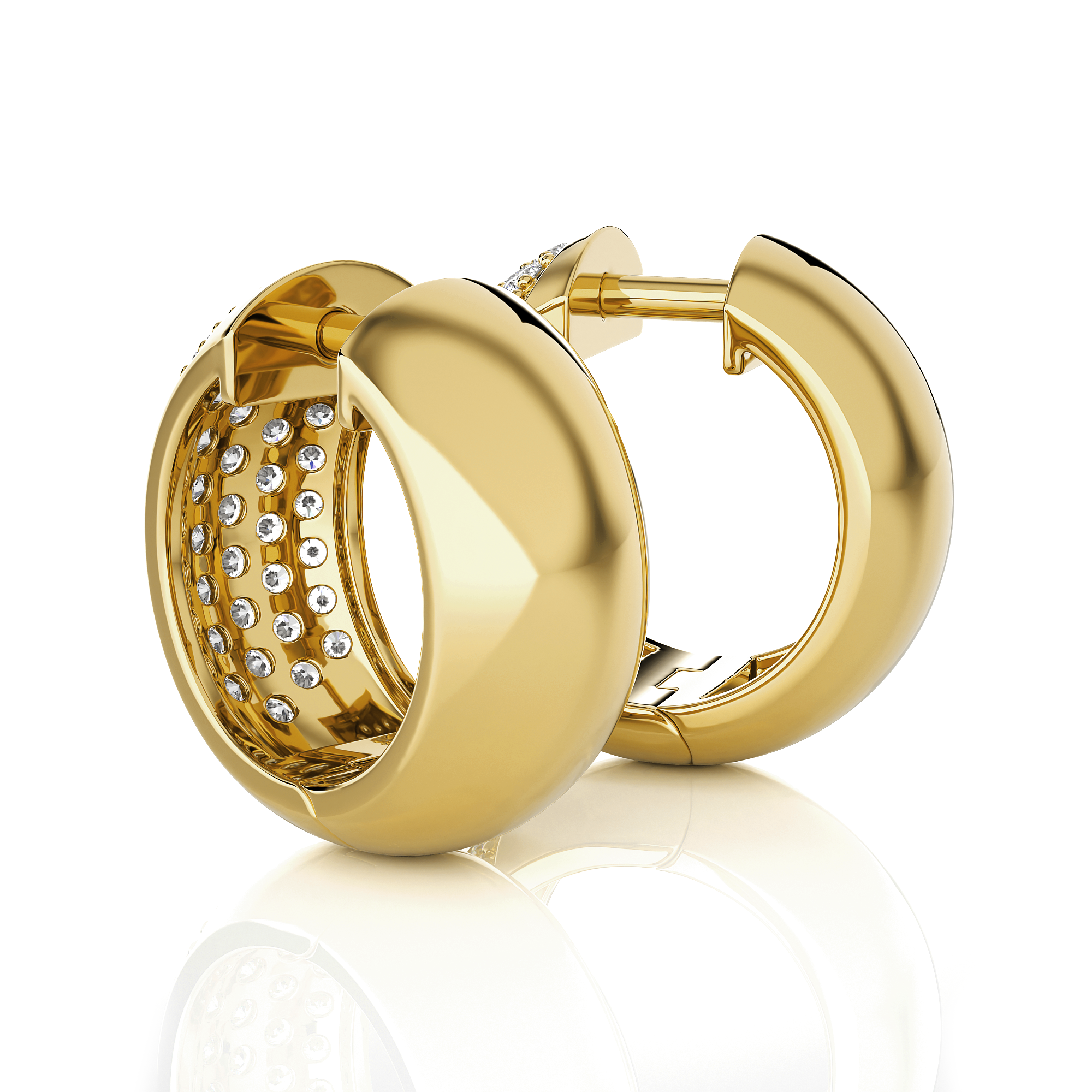 Round Lab Grown Diamond Huggie Hoop Earrings