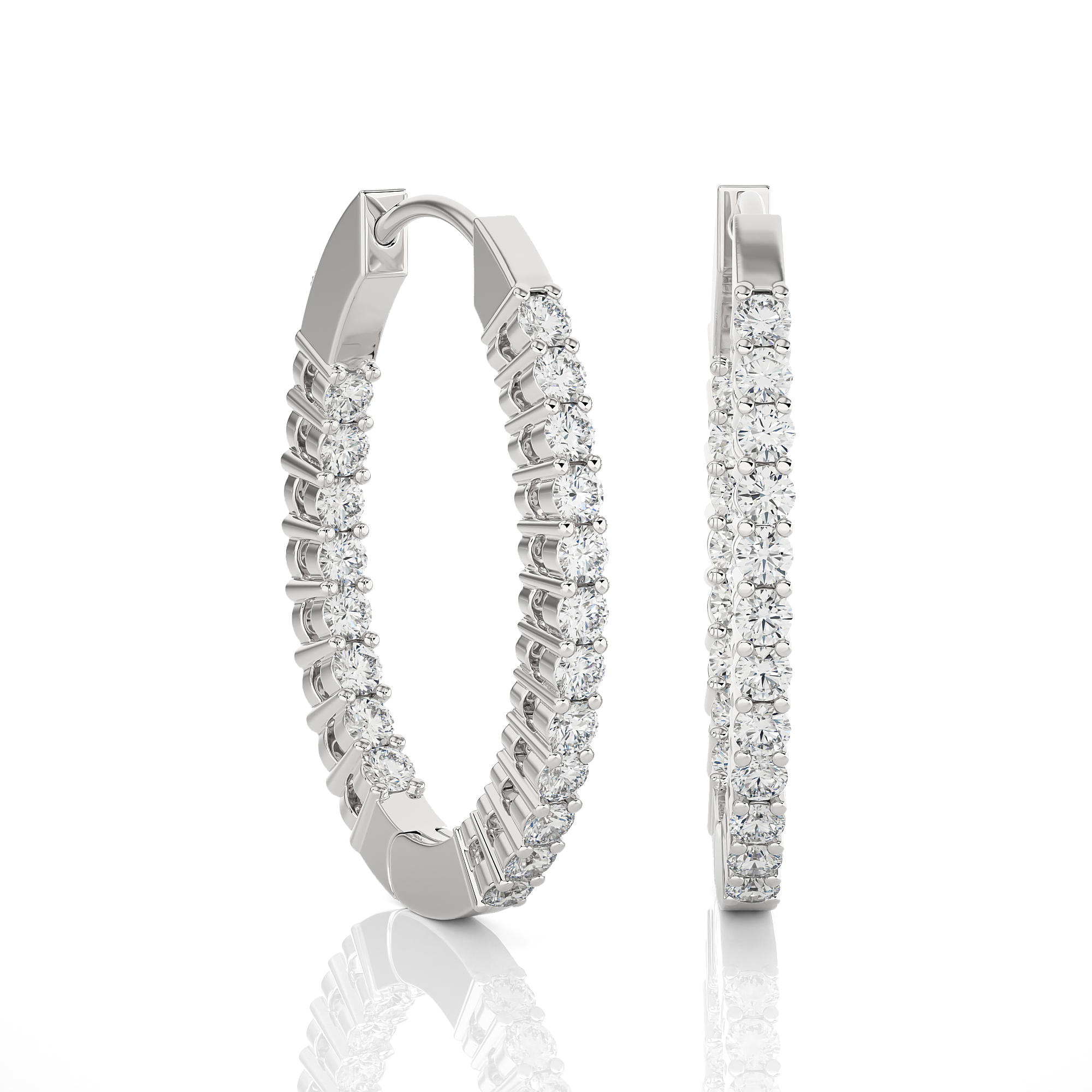 7/8 ctw Round Lab Grown Diamond Inside Out Hoop Earrings