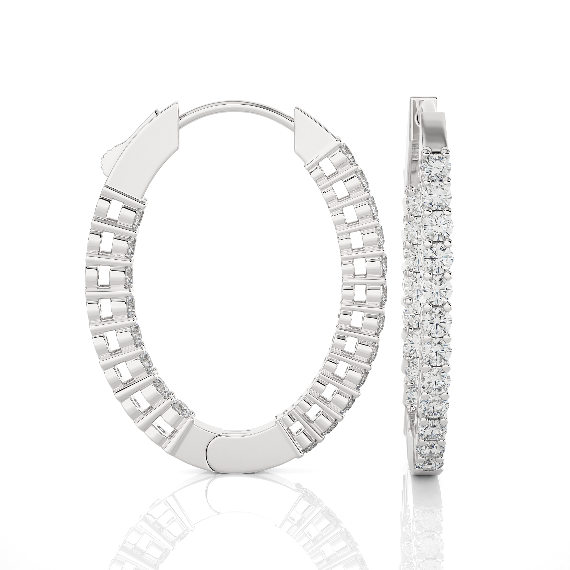 7/8 ctw Round Lab Grown Diamond Inside Out Hoop Earrings