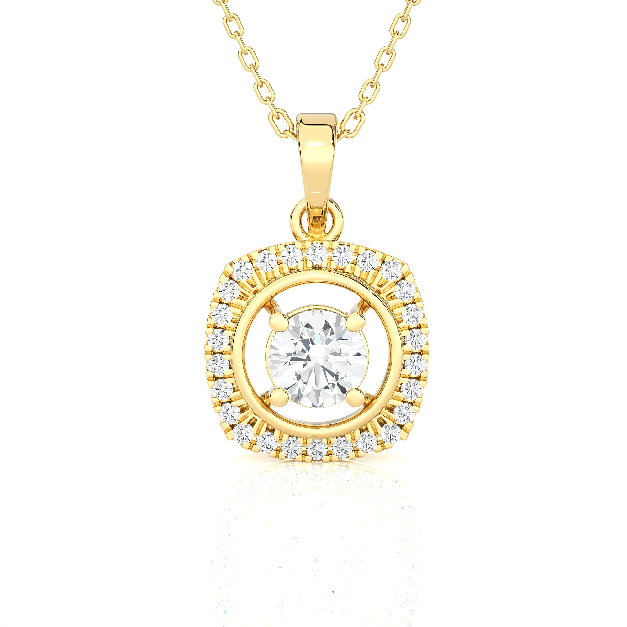 Cushion-Cut Lab Grown Diamond Solitaire Pendant