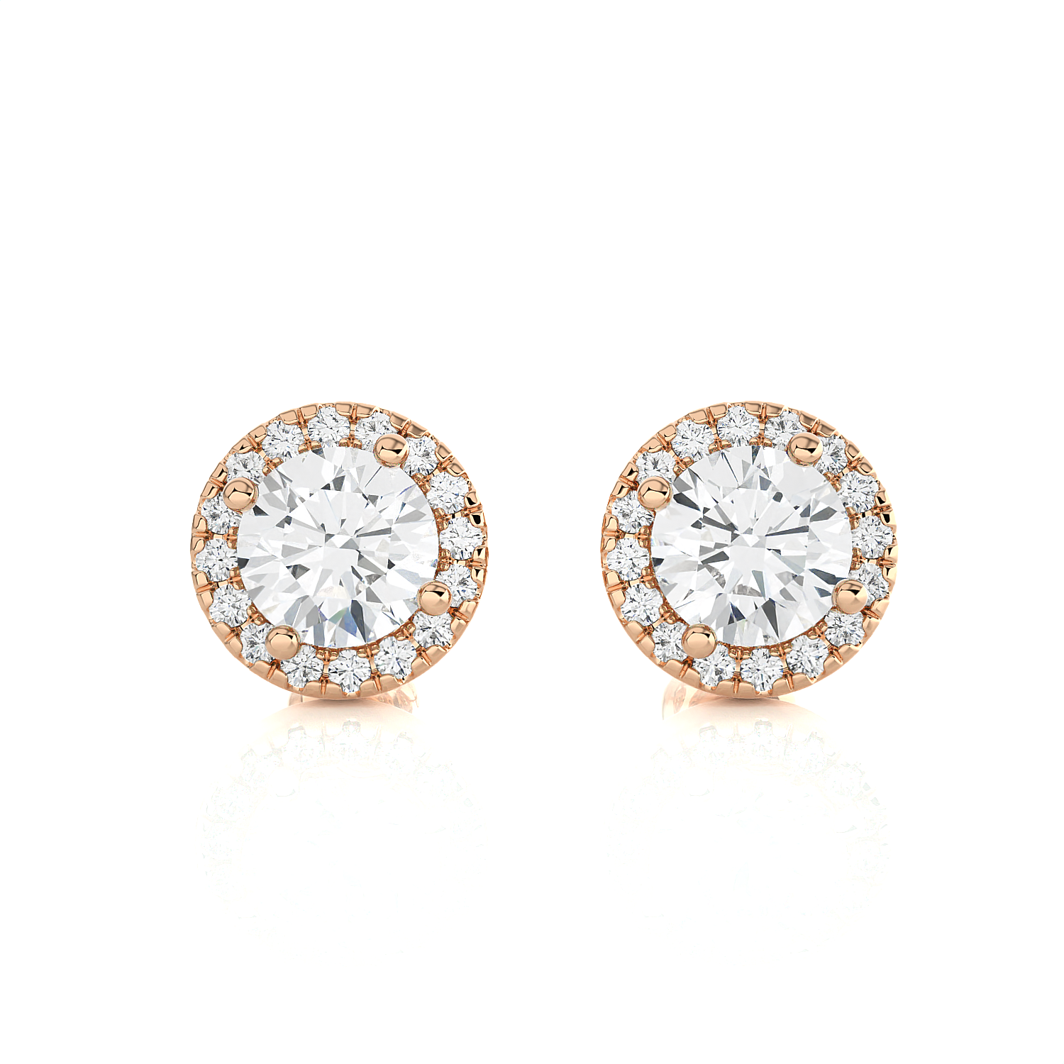 Round Lab Grown Diamond Halo Stud Earrings