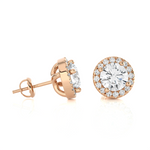 Round Lab Grown Diamond Halo Stud Earrings