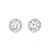 Round Lab Grown Diamond Halo Stud Earrings