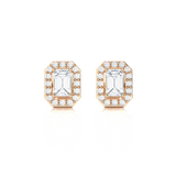 Emerald-Cut Lab Grown Diamond Halo Stud Earrings