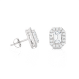 Emerald-Cut Lab Grown Diamond Halo Stud Earrings