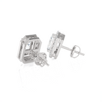 Emerald-Cut Lab Grown Diamond Halo Stud Earrings