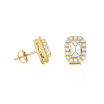 Emerald-Cut Lab Grown Diamond Halo Stud Earrings