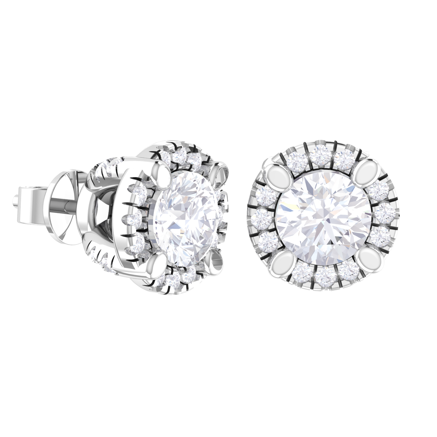 Round Lab Grown Diamond Halo Stud Earrings