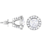 Round Lab Grown Diamond Halo Stud Earrings