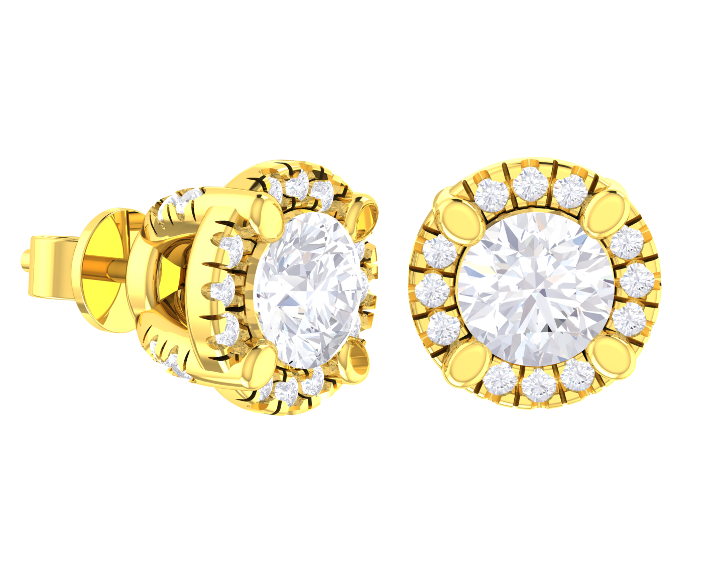 Round Lab Grown Diamond Halo Stud Earrings