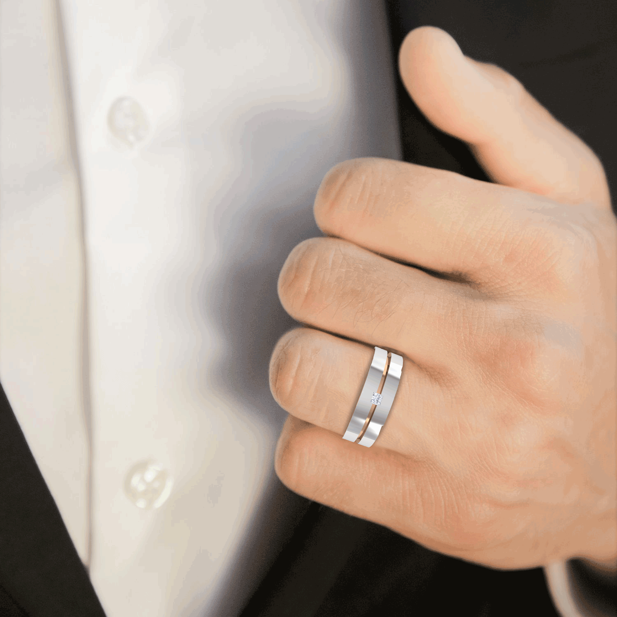 1/10 ctw Princess-Cut Lab Grown Diamond Men's Ring