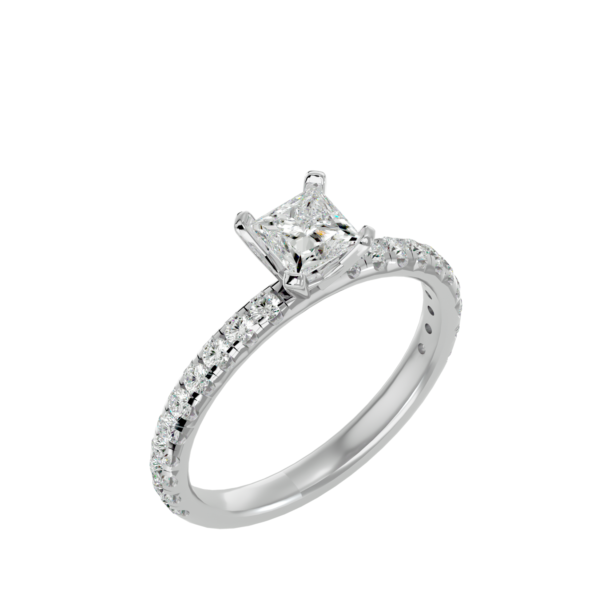 1 ctw Princess-Cut Lab Grown Diamond Side Stone Engagement Ring